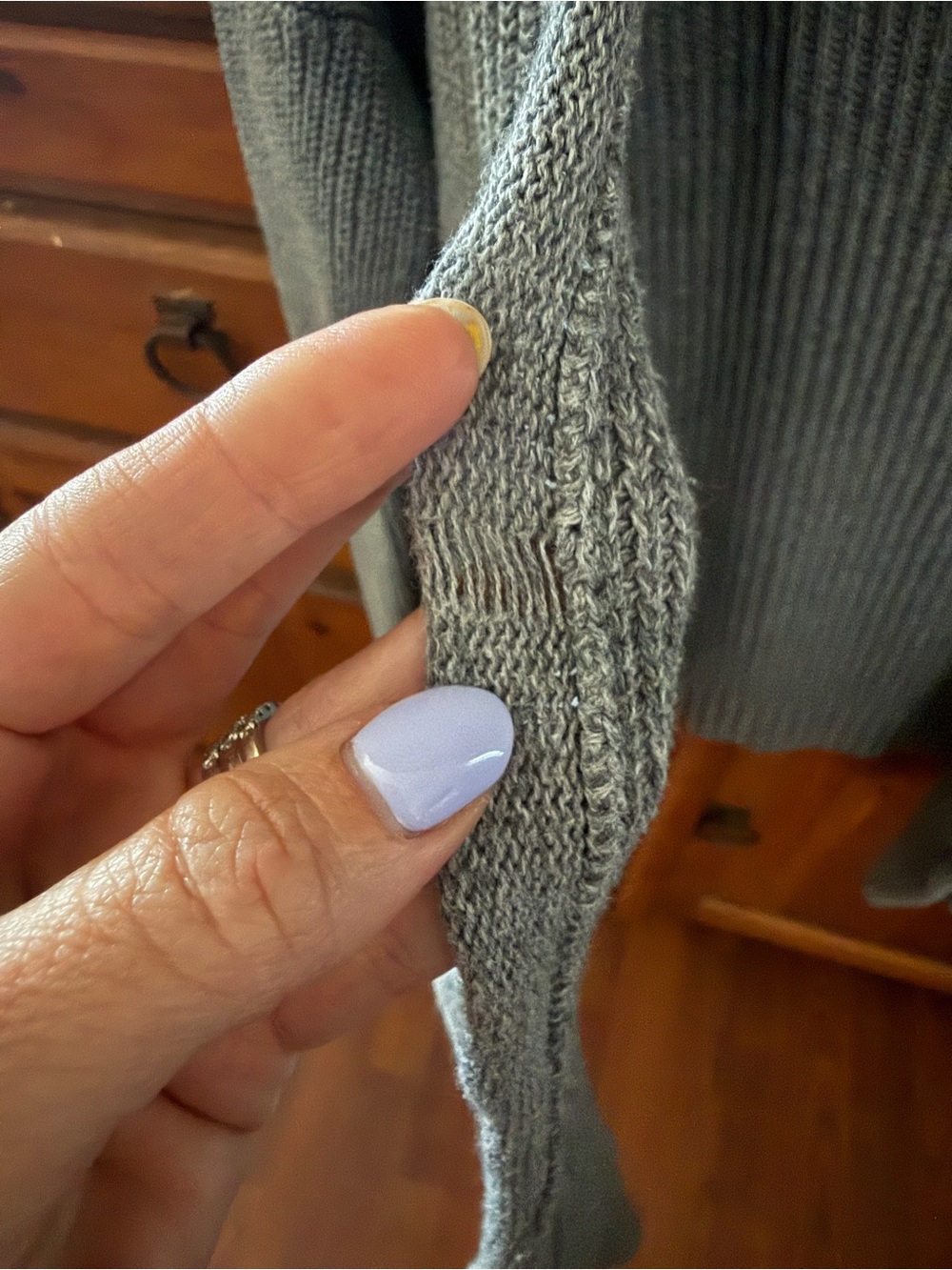 Universal Thread Grey Open-Front Ribbed Cardigan with Pockets - Picture 5 of 5
